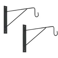 Nature 2x stuks muurhaak / plantenhaak voor hanging basket van verzinkt staal grijs antraciet 35 cm - Plantenbakhaken