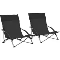 vidaXL Strandstoelen 2 st inklapbaar stof zwart