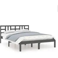 vidaXL Bedframe massief hout grijs 200x200 cm