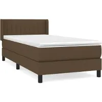 vidaXL Boxspring met matras stof donkerbruin 90x200 cm