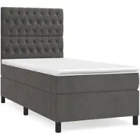 vidaXL Boxspring met matras fluweel donkergrijs 90x190 cm
