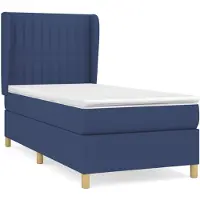 vidaXL Boxspring met matras stof blauw 90x190 cm