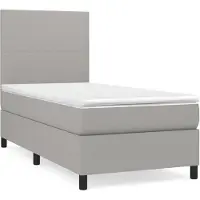 vidaXL Boxspring met matras stof lichtgrijs 90x200 cm