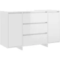 vidaXL Dressoir met 3 lades 120x41x75 cm bewerkt hout hoogglans wit