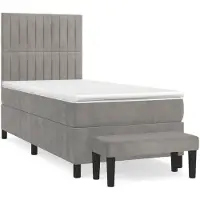 vidaXL Boxspring met matras fluweel lichtgrijs 80x200 cm
