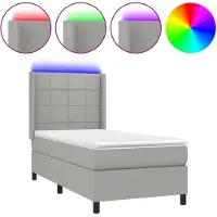 vidaXL Boxspring met matras en LED stof lichtgrijs 100x200 cm
