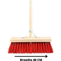 Synx Tools Straatbezem 40 cm - harde bezem - bezem voor buiten - Incl. bezemsteel 150 cm