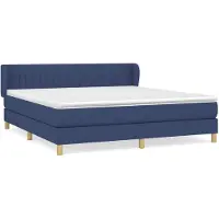 vidaXL Boxspring met matras stof blauw 160x200 cm