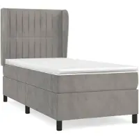 vidaXL Boxspring met matras fluweel lichtgrijs 100x200 cm
