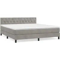 vidaXL Boxspring met matras fluweel lichtgrijs 160x200 cm