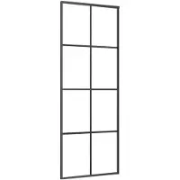 vidaXL Schuifdeur 76x205 cm ESG-glas en aluminium zwart