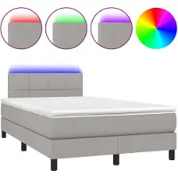 vidaXL Boxspring met matras en LED stof lichtgrijs 120x200 cm