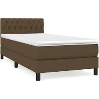 vidaXL Boxspring met matras stof donkerbruin 90x200 cm