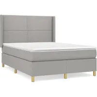 vidaXL Boxspring met matras stof lichtgrijs 140x190 cm