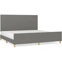 vidaXL Bedframe zonder matras stof donkergrijs 200x200 cm