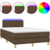 vidaXL Boxspring met matras en LED stof donkerbruin 120x200 cm