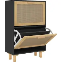 vidaXL Schoenenkast 52x25x80 cm bewerkt hout en rattan zwart