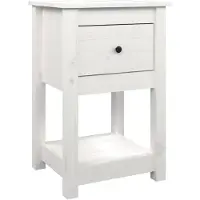 vidaXL Nachtkastje 40x35x61,5 cm massief grenenhout wit