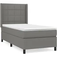 vidaXL Boxspring met matras stof donkergrijs 100x200 cm