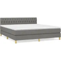 vidaXL Boxspring met matras stof donkergrijs 180x200 cm
