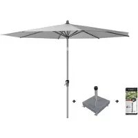 Platinum Riva stokparasol 3 m. rond - Light Grey met voet en hoes