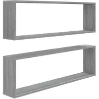 vidaXL Wandschappen kubus 2 st 100x15x30 cm bewerkt hout grijs sonoma