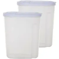 Whitefurze Voedselcontainer strooibus - 2x - transparant - 3 liter - kunststof - 20 x 10 x 24 cm - Voorraadpot