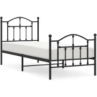 vidaXL Bedframe met hoofd- en voeteneinde metaal zwart 90x200 cm
