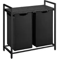 O'daddy Wasmand - 2 vakken – Uitschuifbare Wassorteerder Met Plank - 73 x 33 x 72 cm - Dark Grey