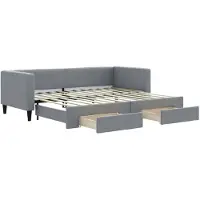 vidaXL Dagbed uitklapbaar met lades, lichtgrijs, 80x200 cm, met stoffen bekleding