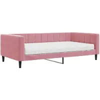vidaXL Slaapbank met matras 100x200 cm fluweel roze