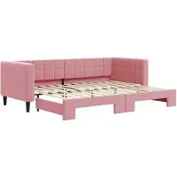 vidaXL Slaapbank met onderschuifbed 80x200 cm fluweel roze