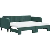 vidaXL Slaapbank onderschuifbed matrassen 90x200cm fluweel donkergroen