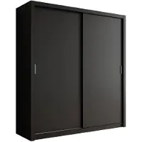 Meubella Kledingkast mat zwart - 200x62x215 - Kleerkast schuifdeuren