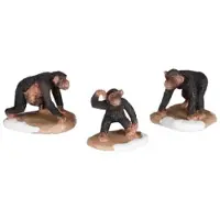 Luville Chimpanzee family 3 stuks l5xb4,5xh4,5cm Kerst