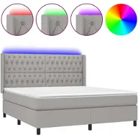 vidaXL Boxspring met matras en LED stof lichtgrijs 160x200 cm