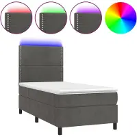 vidaXL Boxspring met matras en LED fluweel donkergrijs 100x200 cm