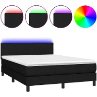 vidaXL Boxspring met matras en LED stof zwart 140x190 cm