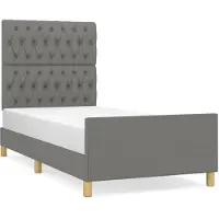 vidaXL Bedframe zonder matras 90x200 cm stof donkergrijs