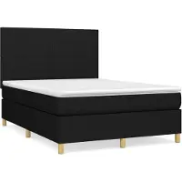 vidaXL Boxspring met matras stof zwart 140x190 cm