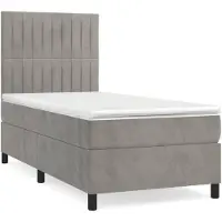 vidaXL Boxspring met matras fluweel lichtgrijs 80x200 cm