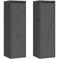 vidaXL Wandkasten 2 st 30x30x100 cm massief grenenhout grijs