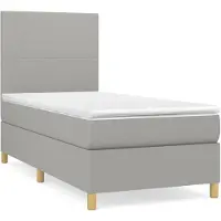 vidaXL Boxspring met matras stof lichtgrijs 80x200 cm