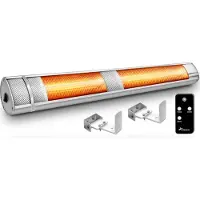 Tresko TRESKO- muur heater- 3000W- zilver- met afstandsbediening- infrarood -heater - terrasverwarmer- warmtestraler