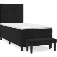 vidaXL Boxspring met matras fluweel zwart 90x190 cm