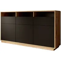 Meubella | Dressoir eiken mat zwart 180x40x96