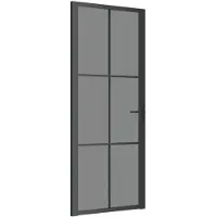 vidaXL Binnendeur 83x201,5 cm ESG-glas en aluminium zwart