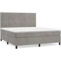 vidaXL Boxspring met matras fluweel lichtgrijs 180x200 cm