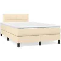 vidaXL Boxspring met matras stof crèmekleurig 120x200 cm