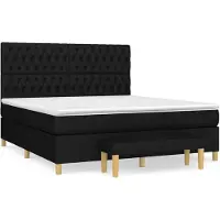 vidaXL Boxspring met matras stof zwart 180x200 cm